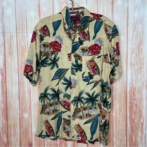 Vintage Chere Skin Hawaiian Print Blouse Shirt (S)